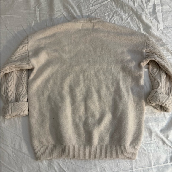 Aelfric Eden White Shaker Knit Oversized Crewneck Sweater M - Picture 2 of 4